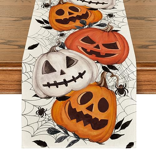 Halloween Table Runner 13x90 Inch Beige Polyester Home Party Decor