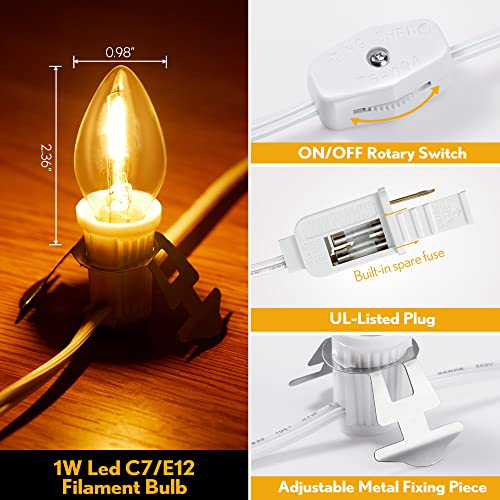 Accessory Cord with 3 LED Light Bulbs - Christmas Village Light Set - 6 Pack - Warm White