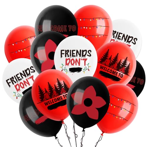 50-Pack 12-Inch Black Red Mystery Themed Latex Balloons for Parties