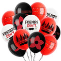 50-Pack 12-Inch Black Red Mystery Themed Latex Balloons for Parties