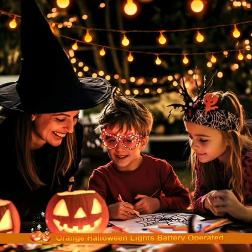 Halloween String Lights 100 LED Globe Orange Battery Operated - Variation of THIS listing