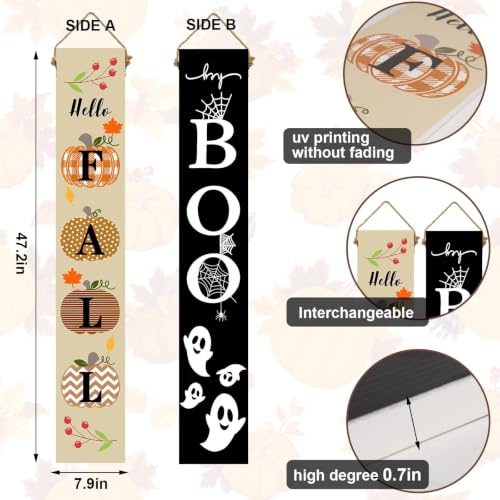 Autumn Reversible Fall Halloween Porch Sign - Outdoor Decor, Flangairy