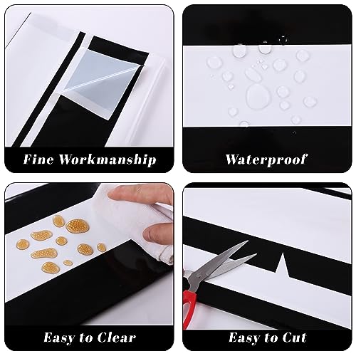 Kesfey Black Horizontal Striped Tablecloth 3 Pack - Waterproof Picnic Cover