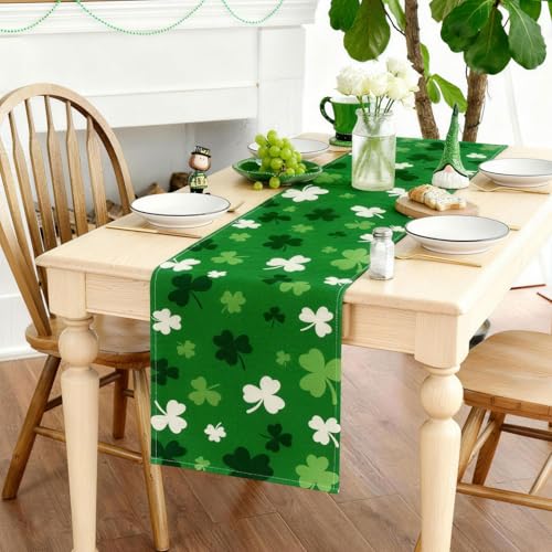St. Patrick's Day Table Runner 72x13 Inches Shamrocks Festive Home Decor