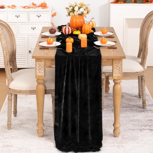 Velvet Table Runner 20x120 Inches Black Fall Winter Elegant Dining Decor - Variation of THIS listing