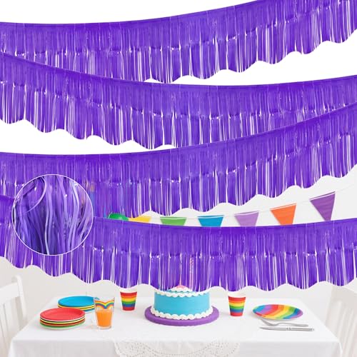 Purple Foil Fringe Garland for Parade Float & Party Decor - 39 Ft, 4 Pack