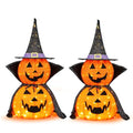 Halloween Collapsible Pumpkin Decoration Set - 2PC 3FT LED Lantern with Star Cap & Black Cloak