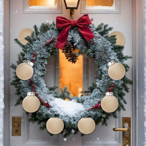 Beige Velvet Flocked Christmas Ornaments Set - 30pcs 2.36 Inch Holiday Decorations