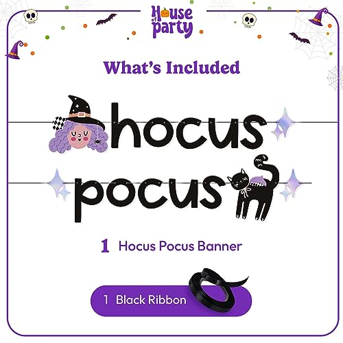 Hocus Pocus Banner - Halloween Party Decorations - Witch & Black Cat Wall Decor - Variation of THIS Listing