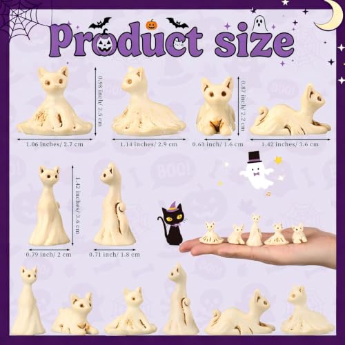 Halloween Mini Resin Ghost Cat Figures Bulk 50 Pieces - Spooky Decor & Gifts