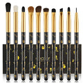 Docolor 10-Piece Eye Makeup Brush Set - Skull Printed Synthetic Brushes for Eyeshadow, Blending, Concealer & Eyebrows