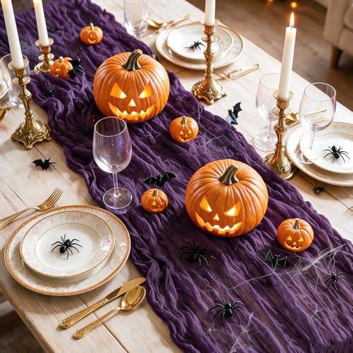 Purple Cheesecloth Table Runner 10FT 2 Pack - Rustic Wedding & Party Decor