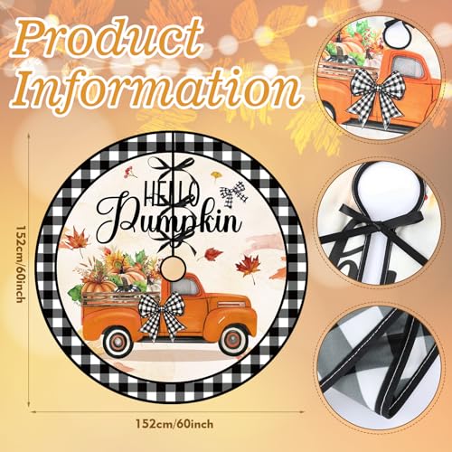 Autumn Halloween Reversible Tree Skirt 60 Inch - Fall and Pumpkin Ghost Design