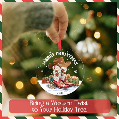 Cowboy Boots Christmas Ornament - Handmade Western Holiday Décor