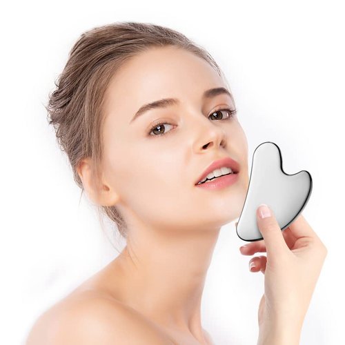 Tekson Facial Roller Massager, 3D Metal face Massage GuaSha Tool for Eye Reduce Puffiness, Face Lift, Anti-Aging, Skin Tightening