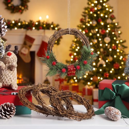 6 Inch Grapevine Wreaths Set - Natural Rattan Garland for Christmas & DIY Decor - 6 Pieces