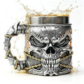 Silvery Skull Mug - 15.8oz Stainless Steel Drinkware with Resin Outer