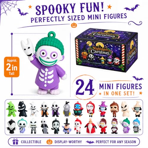 Nightmare Figures 24 Pcs Halloween & Christmas Decor Doll Set - Black Nightmare Variation