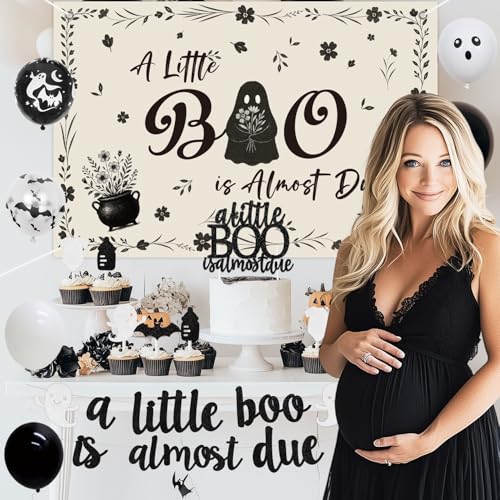Halloween Baby Shower Decorations Set - Banner, Balloons & Backdrop for Spooky Celebration