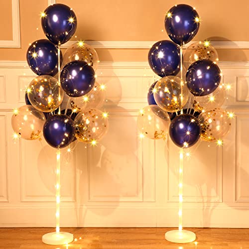 Balloon Column Stand Kit with LED Lights - Blue, 2 Sets for Parties