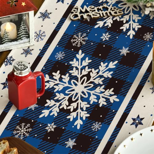 Christmas Blue Snowflakes Table Runner 13x108 Inches Holiday Decor - Variation of THIS listing