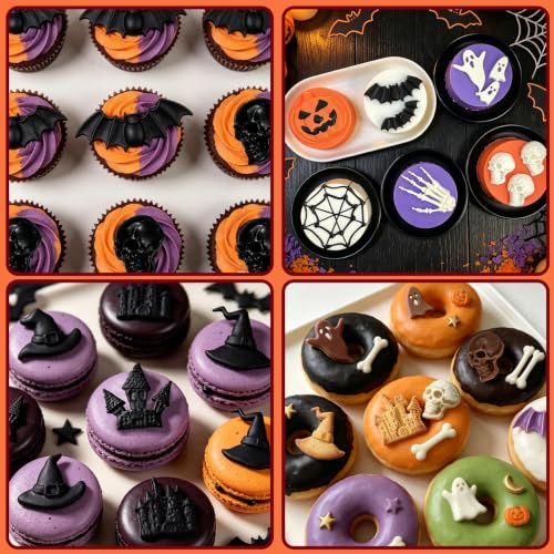 Halloween Fondant Mold Set - Pink 6-Piece Skull Ghost Skeleton Hand Cake Decor