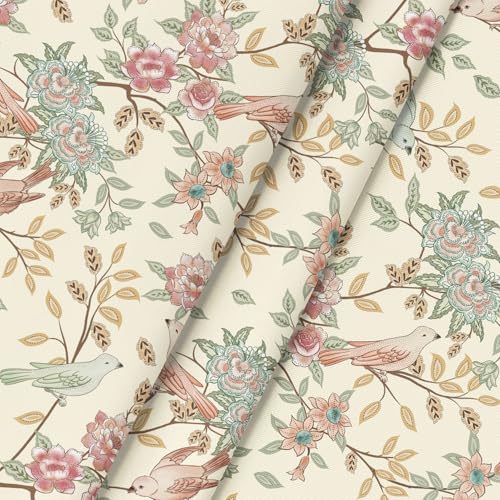 Round Floral Birds Tablecloth 90 Inch Pink - Durable Polyester Home Decor