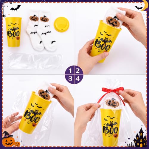 Halloween Gift Set with Coffee Cups and Plush Socks - Horror Theme, 12 Sets