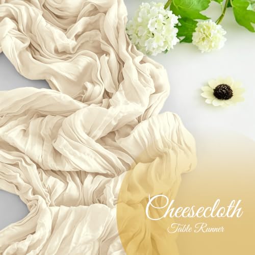 Ivory Cheesecloth Table Runner 8 Pack 17x108 Inch Boho Gauze Fabric Wedding Decor