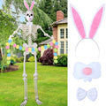 Halloween Skeleton Costume with Bunny Headband and Easter Garland - 12 Ft Decor