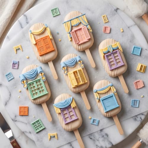 Window Silicone Mold Curtain Fondant Molds Set of 2 - Style D