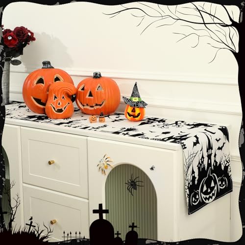 Halloween Table Runner 2 Pack Spooky Haunted Style 13 x 72 Inch Linen Decor
