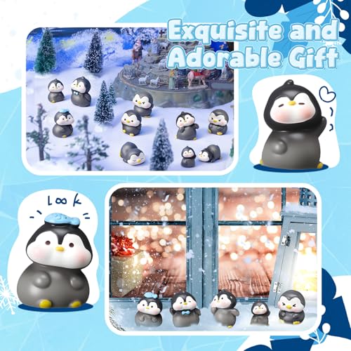Mini Penguin Figurines Set - Cute Cake Toppers & Party Decorations, Simple