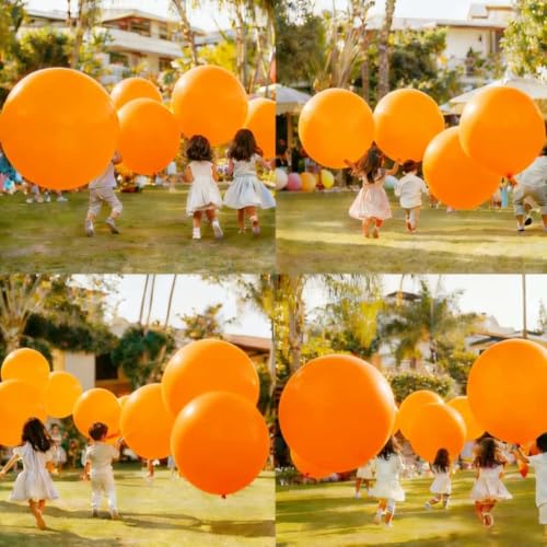 Giant Orange Latex Balloon Kit - 50 Pcs Pool-Safe Party Decorations for Halloween & Events - Includes 18