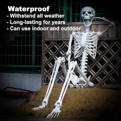 6FT Posable Skeleton Decoration for Halloween Indoor Outdoor - Weatherproof Halloween Prop
