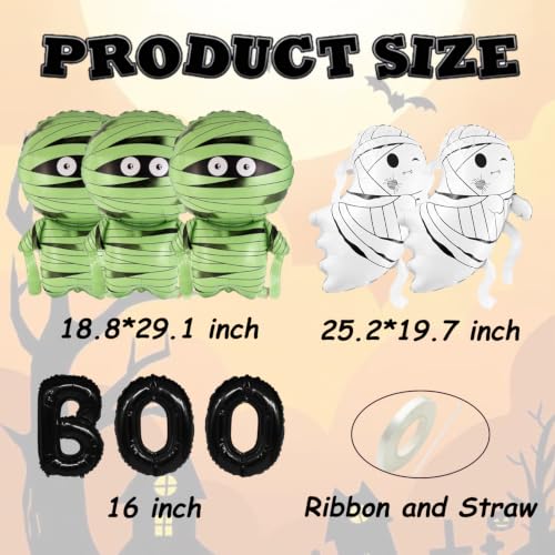 Halloween Party Balloons Set - Foil Ghost Mummy Boo Decorations for Events