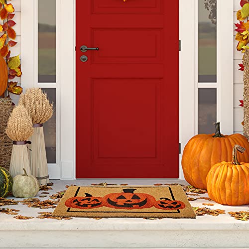 Halloween Pumpkin Doormat 30x17 Inch Non-Slip Coir Front Door Rug Indoor Outdoor Decor