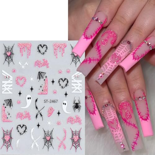 Halloween Nail Stickers Ghost and Spiders 3D Self-Adhesive Nail Decals - Halloween-2