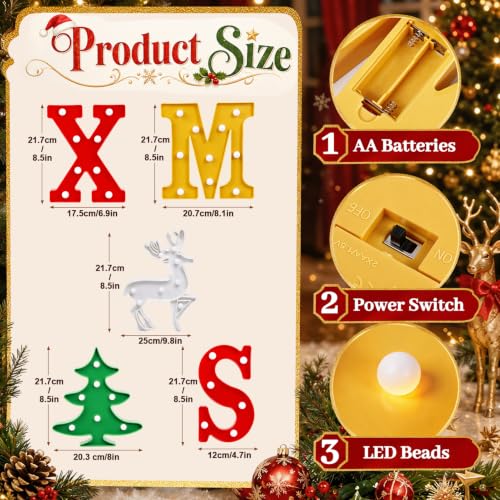 Christmas Marquee Light Up Letters - Deer Letter Christmas Light