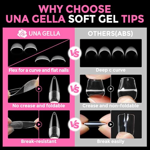 Long Stiletto Soft Gel Nail Tips - Pre-Shaped False Nails with 12 Sizes, B3-Medium Variation