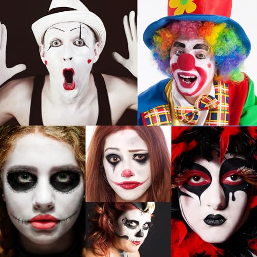 Halloween Joker Clown Makeup Kit with Face & Body Paint, Red Nose & Accessories
