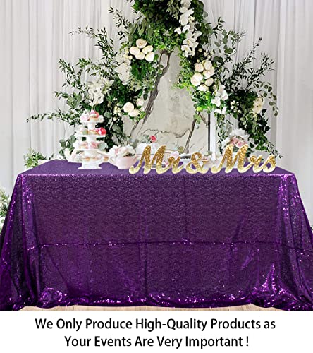Rectangular Purple Sequin Tablecloth 50x72-Inch for Parties & Events - Sparkly Fabric Overlay