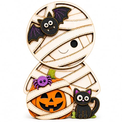 Halloween Decor Indoor Stitched Mummy Shelf Sitter - Spooky Wall Art