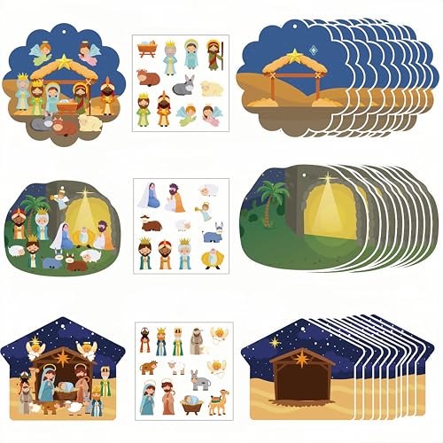 Christmas Nativity Ornaments Set - Religious Holiday Decorations for Tree & Crafts - 30 Pieces