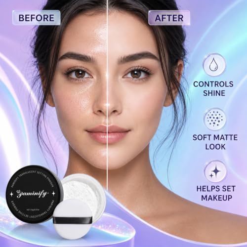 Translucent Talc-Free Setting Powder with Sifter - Long-Lasting Matte Finish for Face & Body Makeup