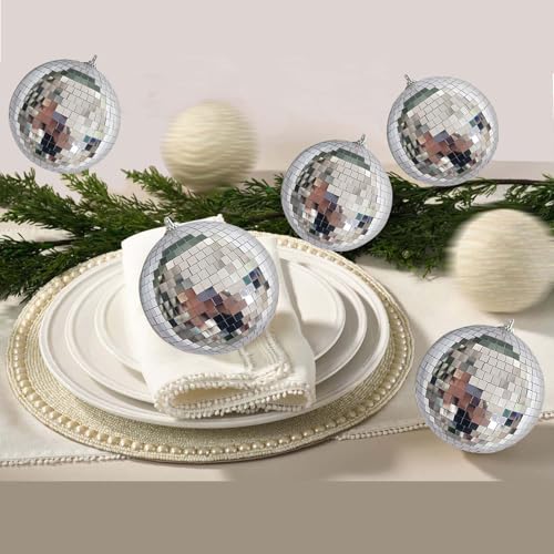 Christmas Tree Ornaments Pack - Silver Shatterproof Holiday Decorations - 4 Pack