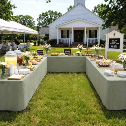 2 Pack Sage Green Fitted Tablecloth for 6ft Rectangle Tables Wrinkle Free