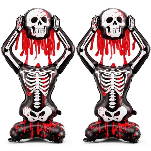 Blood-Dripping Skull Balloon - Halloween Skeleton Standee for Trunk & Yard Decor