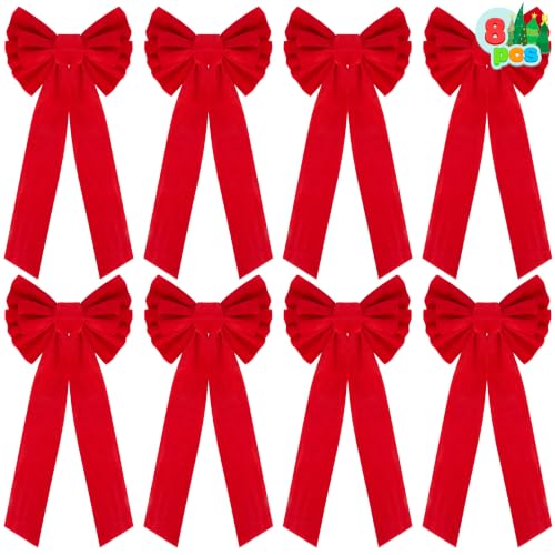 9-Pack Large Red Velvet Christmas Bows for Wreaths & Decorations - Indoor & Outdoor Holiday Decor Variation 9