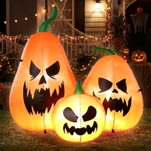 Halloween Inflatable Pumpkins Family Set with LED Lights - 6.5ft, Weather-Resistant, Easy Setup